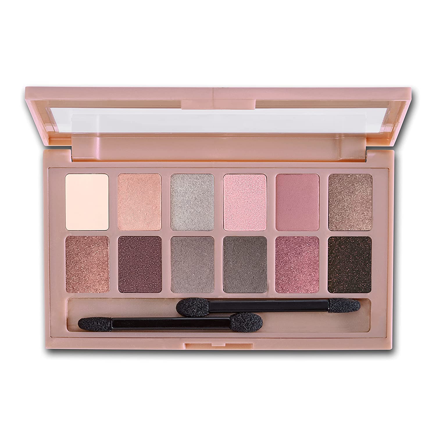 Maybelline The Blushed Nudes Eyeshadow Palette, Includes 12 Pigmented Shades and 2 Double Ended Eye Makeup Applicators, 1 Count - Image 2